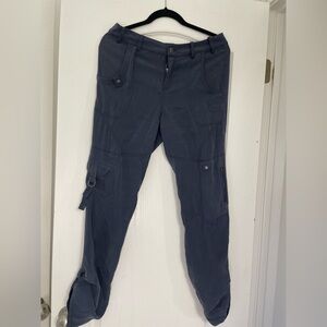Go Silk pants cargo joggers Silk/Spandex 8 slim Midnight Blue washable rare